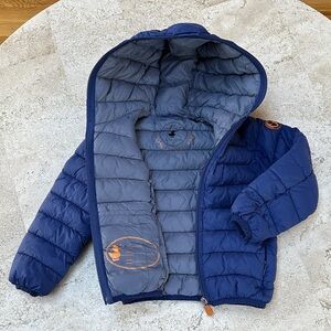 SAVE THE DUCK Navy Blue Hooded Kids Puffer Jacket